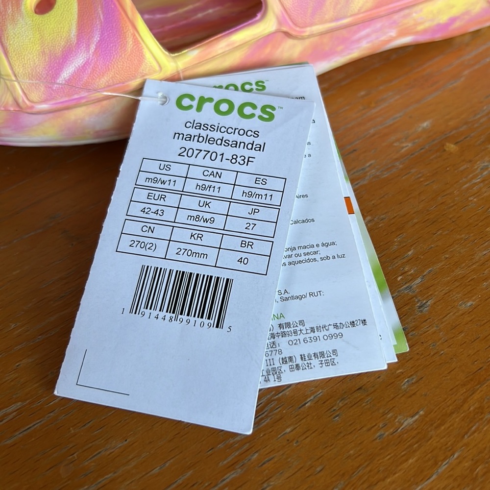 CROCS Classic Marbled Sandals Size Men 9 Women’s 11 - Picture 5 of 5